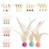 3Pcs Solid Biting Cat Interactive Ball Toy with Feathers Self Fun Cat Toy Bouncing Balls Interactive Play Elastic