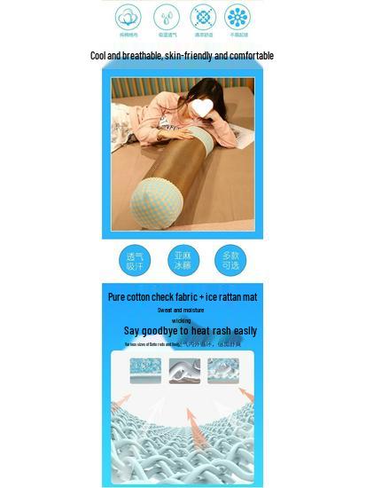 Breathable Linen Cylindrical Cooling Pillow for Girls' Bedroom