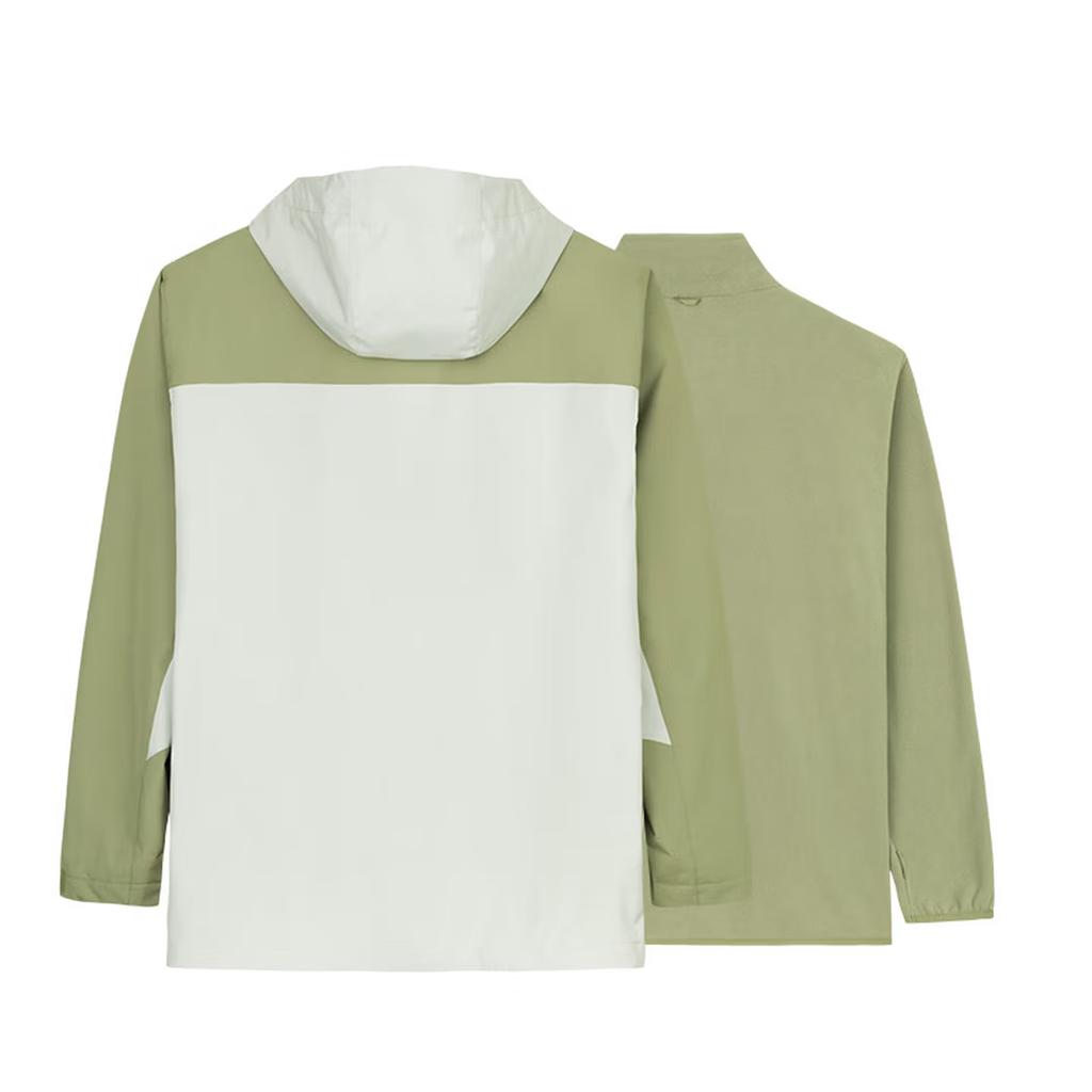 Anta Drei-in-Eins Abnehmbare Kapuze Colorblock Reißverschluss Warme Wasserdichte Jacke Herren Oberbekleidung Hellbohnen-Grün Schlamm-Sand-Grau 152447629-1