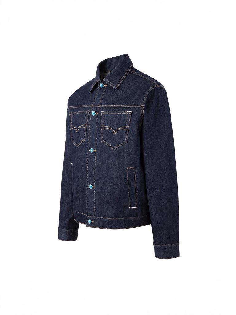 2026 Unisex American Denim Workwear Set: Sapphire Jacket & Loose Straight-Leg Pants