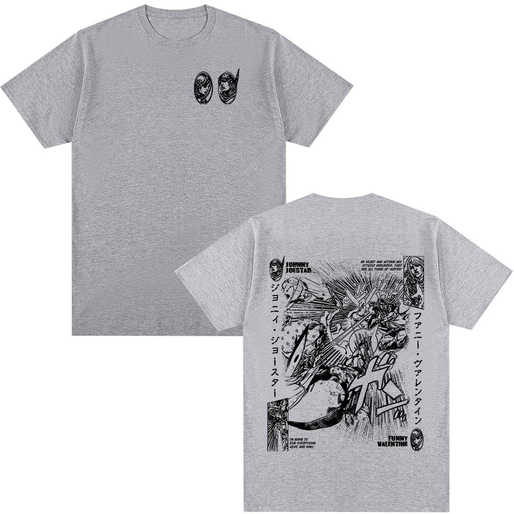 Anime JoJo Bizarre Adventure Johnny Joestar Funny Valentine Camisetas Ropa para Hombre Mujer Moda Casual Camisetas de Manga Corta