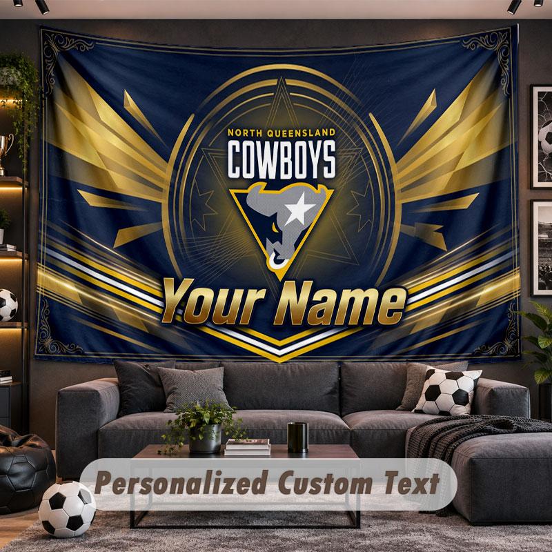 Wall Hanging Tapestry Custom NameNorth Queensland Cowboys Pattern Personalized Printed Fabric Wall Decor