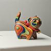Hand-Painted or Carved Wood Cat Statue -Hand-Painted/Carved Face,Kitten Figurine for Home Entrance Table,Shelf,Bedside - Decor