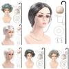 Halloween Grandma Costume Set Old Lady Wig and Granny Glasses Props for Kid Girl
