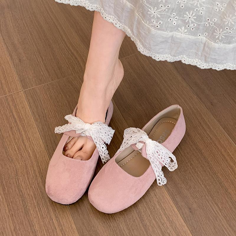 Retro French yellow flat-bottomed shallow-mouth single shoes for women's summer 2025 new models with skirts, versatile soft-soled Mary Jane shoes