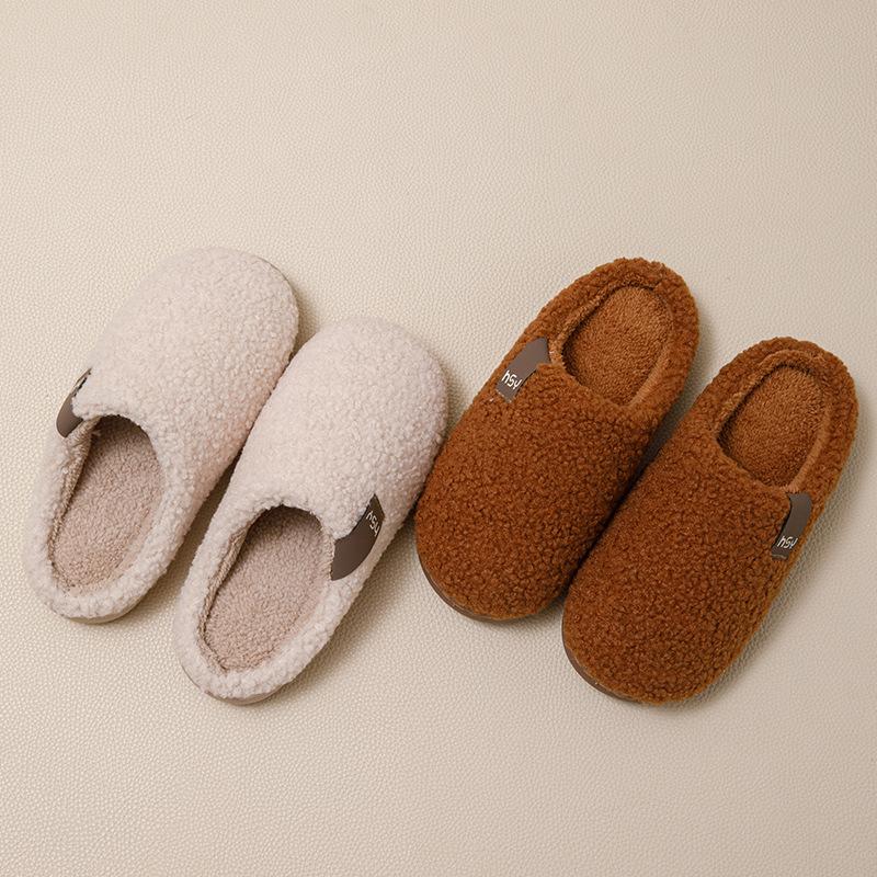 2025 new cotton slippers winter indoor home cute plush warm thick-soled non-slip cotton shoes