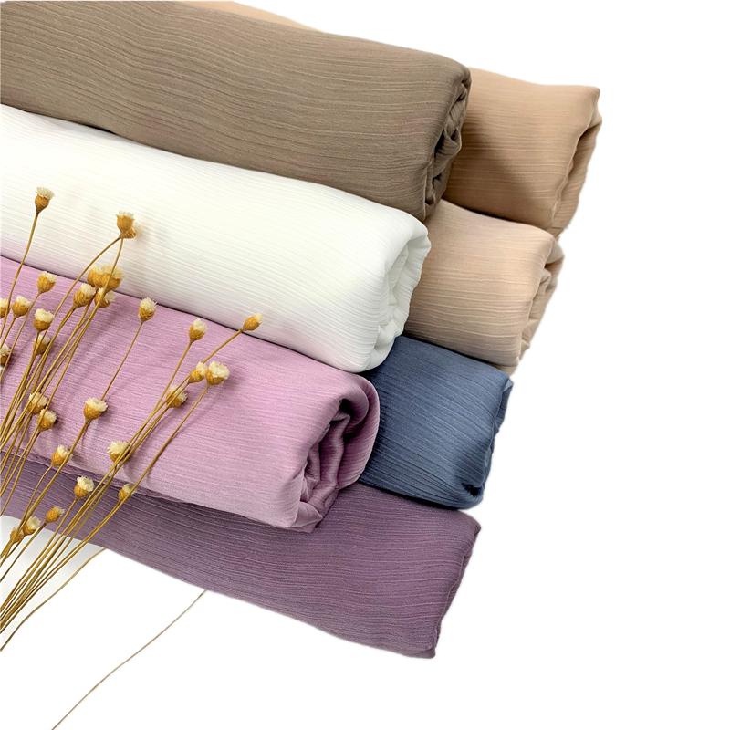 Crinkle Satin Chiffon Hijab for Muslim Women Mini Crepe Plain Shawl Wrinkle Solid Long Turban Islam Headscarf