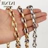 Collier épais style européen et américain pour homme, Chaîne à maillons plats en acier inoxydable titane
