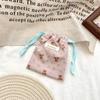 Corduroy cartoon printed drawstring storage bag portable cosmetics makeup bag sundries sorting small cloth bag