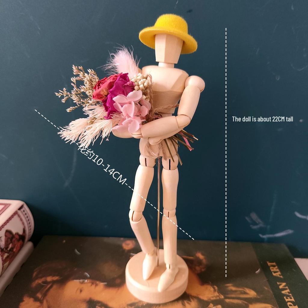 Jointed Wooden Puppet Doll: Handcrafted Human Body Ornament & Decompression Gadget.