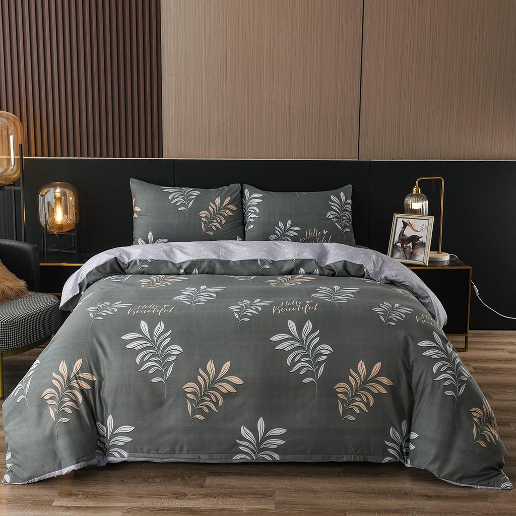Comforter Botanical Floral 3Pcs Chrysanthemum Pattern Comforter Microfiber Farmhouse Flower Leaves Bedding Set Twin