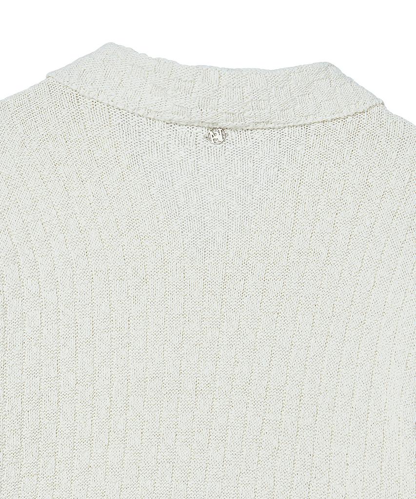 Beyond Closet [Collection Line] Weaving Texture Knit Cardigan Ivory