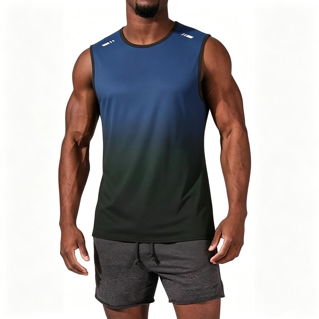 Heren Sport Tanktop Zonder Mouwen Sneldrogend Losse Pasvorm Ademend Hardlopen Fitness Kleurverloop Ontwerp Mouwloos Shirt voor Sportschool Training