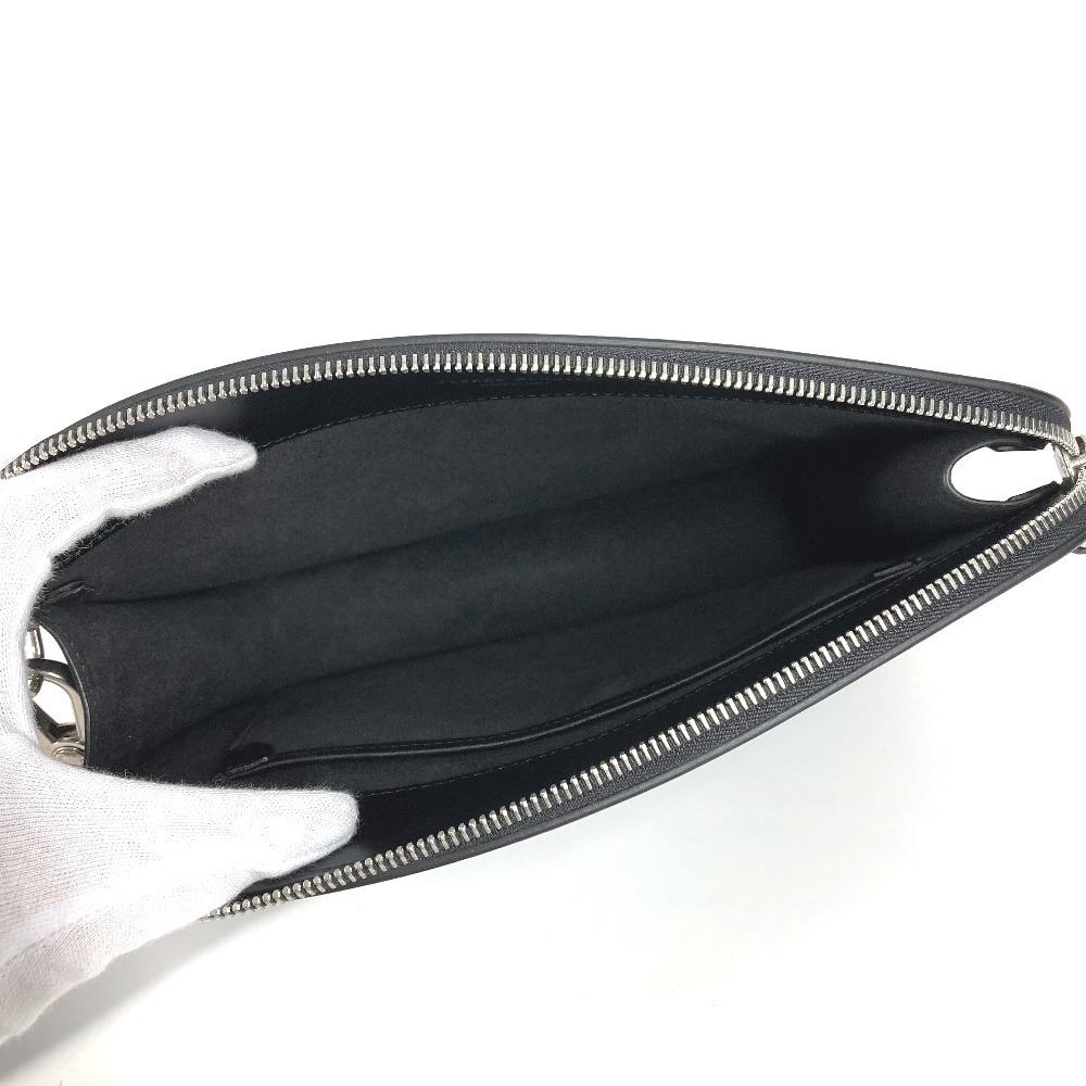 Dunhill D logo with Strap Cluch Bag Clutch bag Leather Black/Blue x White