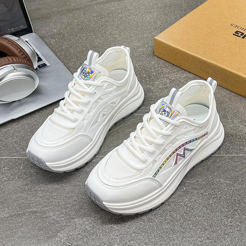 

2025 height increase white shoes women s spring and summer new casual versatile thick-soled thin mesh breathable sports dad shoes 41 хаки