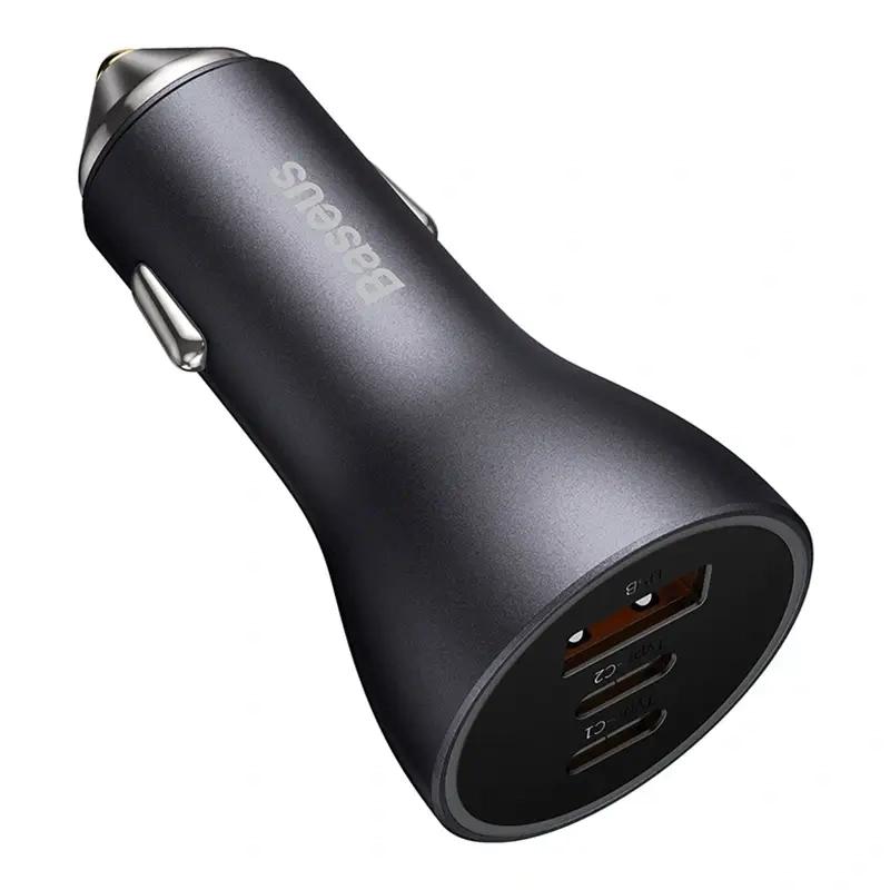 Ładowarka Samochodowa Baseus Golden Contactor Pro, 2X Usb-C, 1X Usb, 65W (Szara)