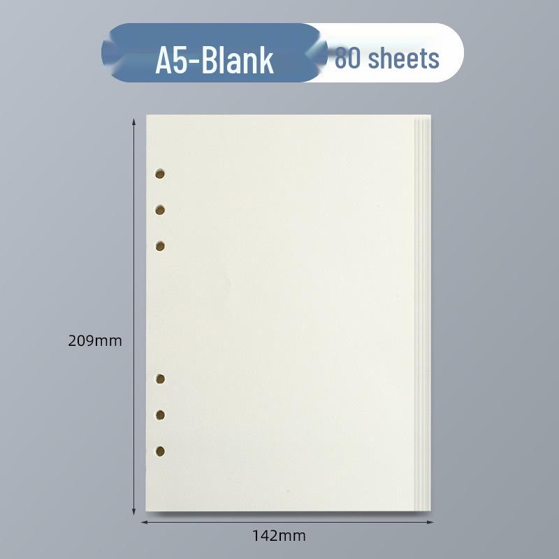 6-Loch A5 Kraftpapier Nachfüllung - 100g Blanko, karierte, linierte Seiten für Notizbücher