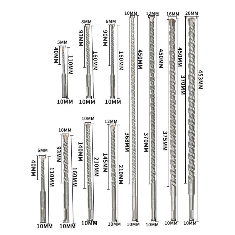 11Pcs Electric Hammers Drill Bit for Cement Concrete Brick and Stone Wall Drilling Quick Changing Drill Bit Woodworking
