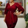 Large Size Women's Clothing Autumn and Winter V-neck Long-sleeved Top, Hip Skirt, Two-piece Set