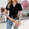 Womens Shirts Summer Business Casual Work Tops Short Sleeve Button Down Collared V Neck Blouse T-Shirt