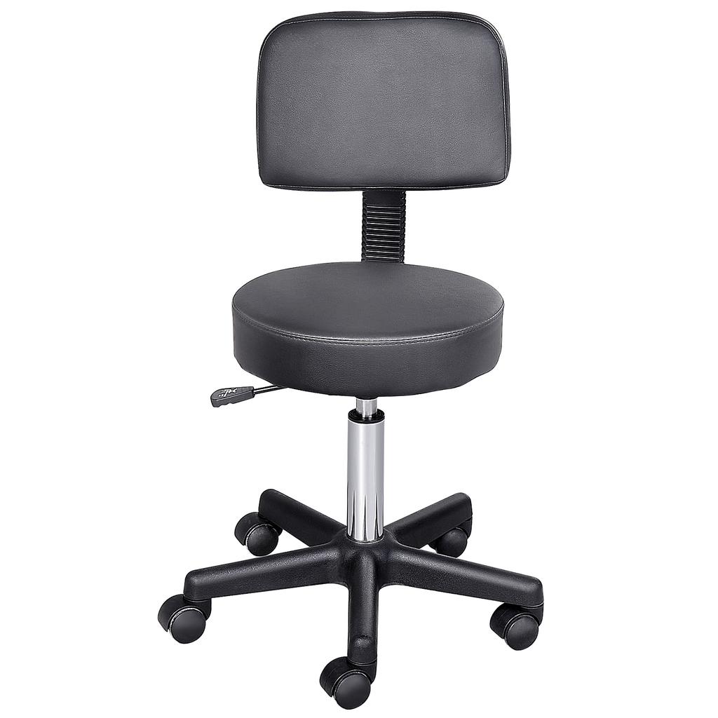 Swivel Salon Chair w/ Padded Seat Back 5 Wheels Adjustable Height Salon Hairdressers Tattoo Spa Rolling Black