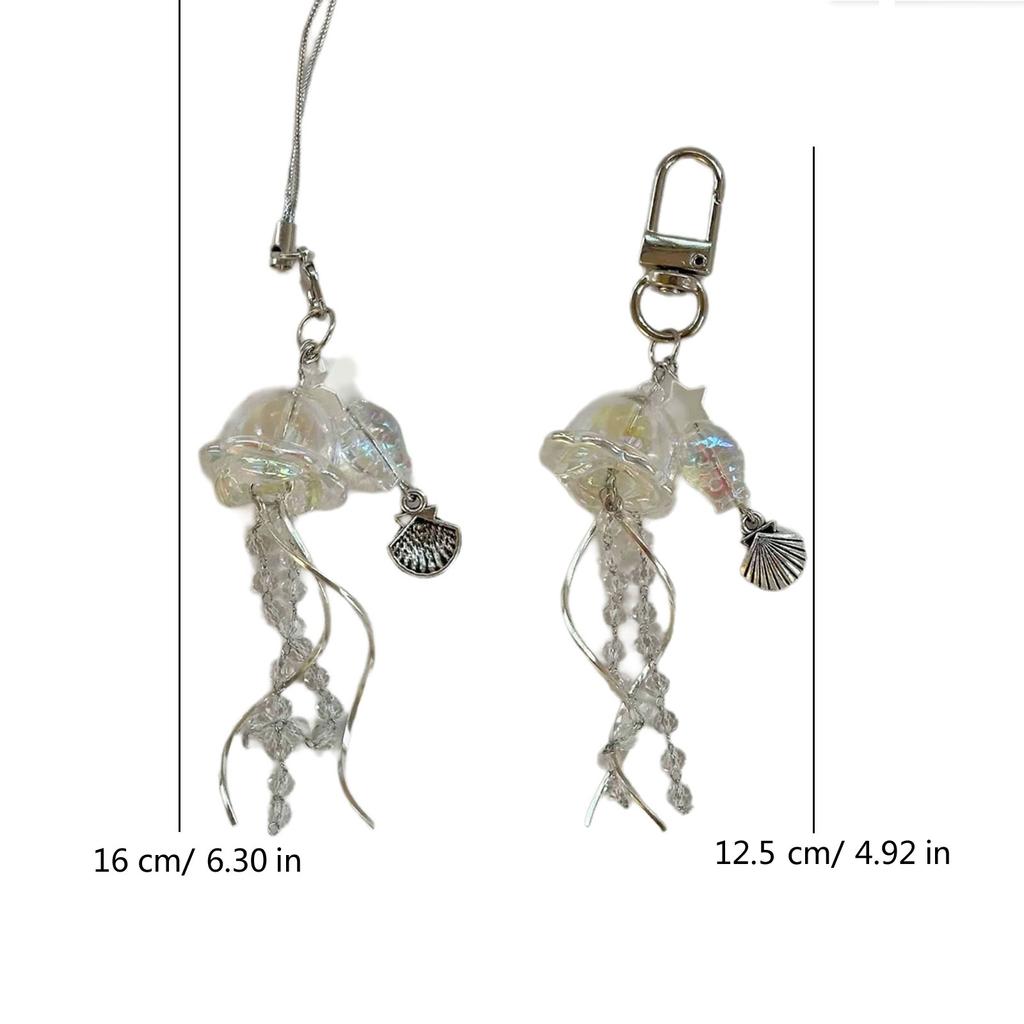 Unique Jellyfish Phone Charm Hanging Rope Sea Theme Star Pendant Phone Chain Strap Handmade Beaded Keychain Accessory
