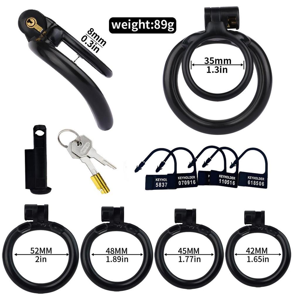 FR-215A ABS Resin Chastity Cage for Male Crossdressers - Secure SM Abstinence Device.