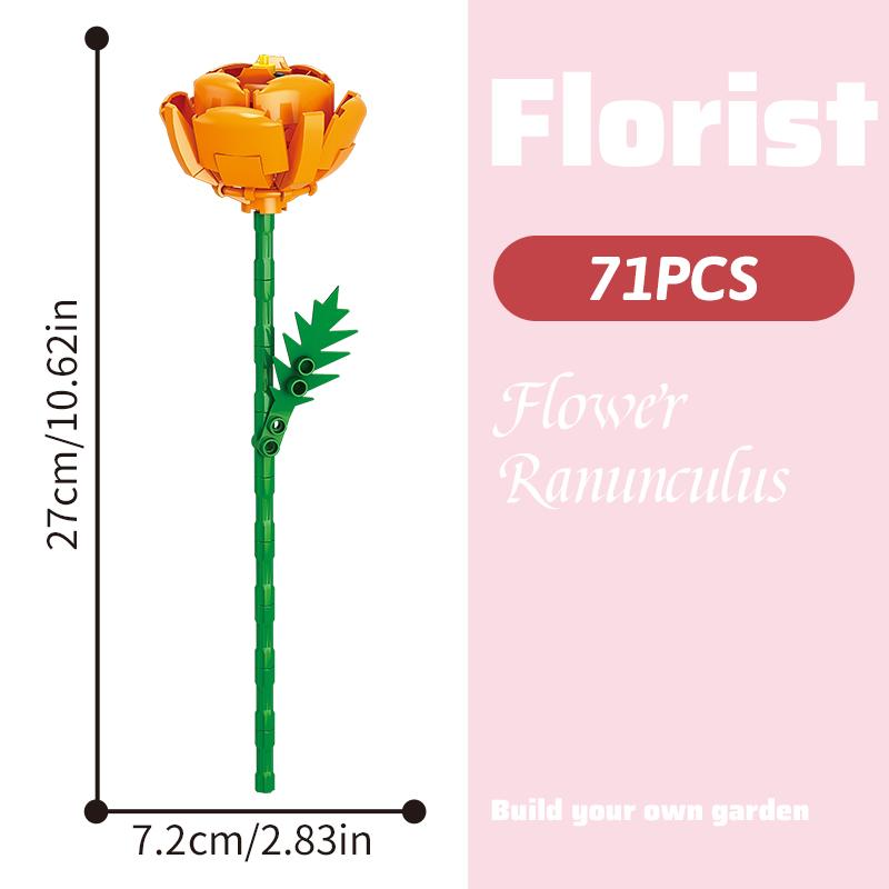 Romantic Eternal Block Flower Bundle Children's Assembly Puzzle Toys Nature Flower Bundle Girl Gifts Festival Gift Toys