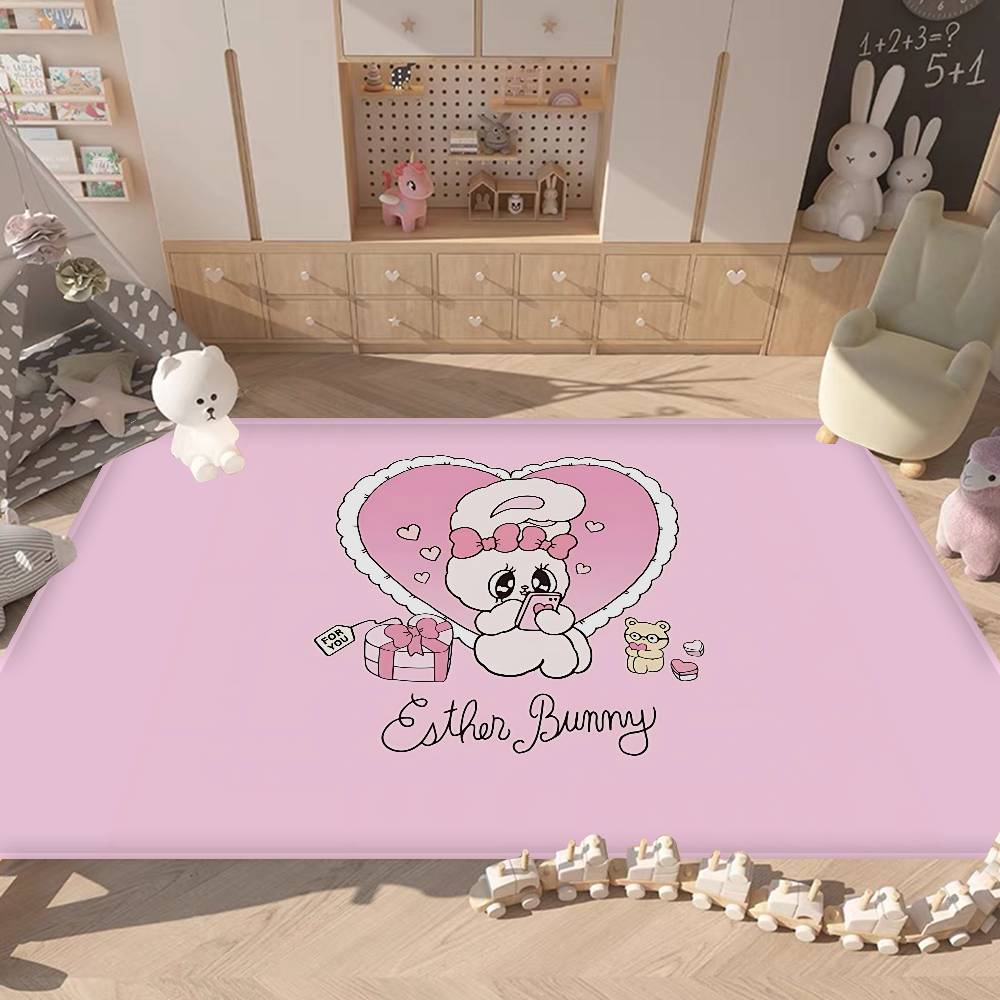 E-Esther Bunny Cartoon Entrance Door Mat Nordic Style Home Doormat Bathroom-Toilet Mats Bedroom Hotel Decor Mat