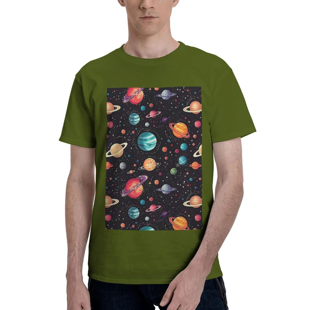 Solar System Space Planets Universe Men TShirt Plus Size T Shirts Mens Crew Neck Cotton Tees Short Summer Male