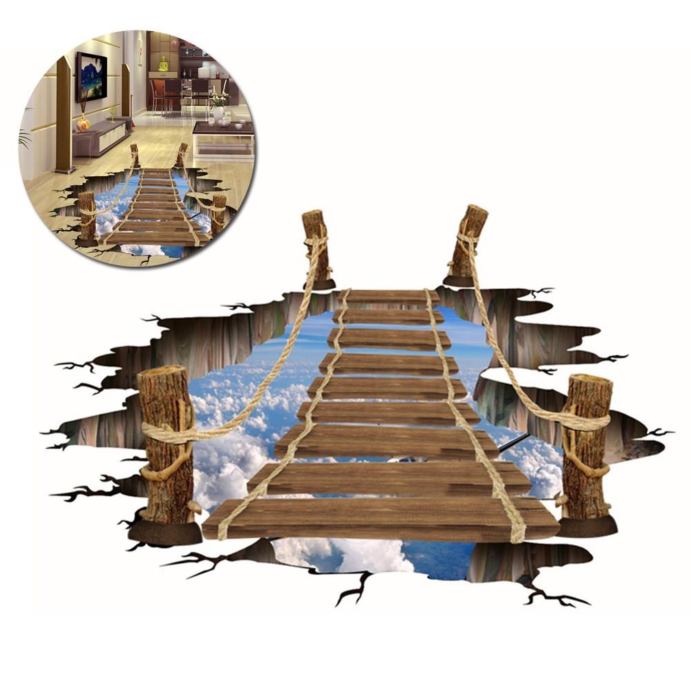 

Деревянный мост в стиле облака Наклейка на пол Домашний декор Наклейка на стену