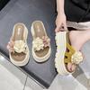 Fashion Fairy Flower Slippers Muffin Soft Bottom 2025 One Word Cool Summer New Female Summer Versatile Beach Slippers