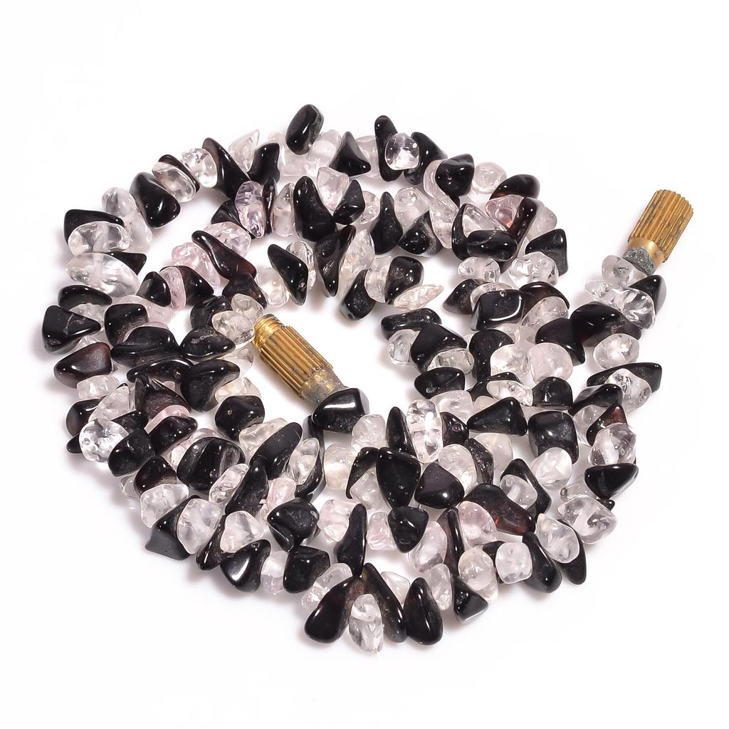 Natural Black Onyx Crystal Gemstone Uncut Smooth Beads Necklace 7-8mm 17" UB8377 UB-8377