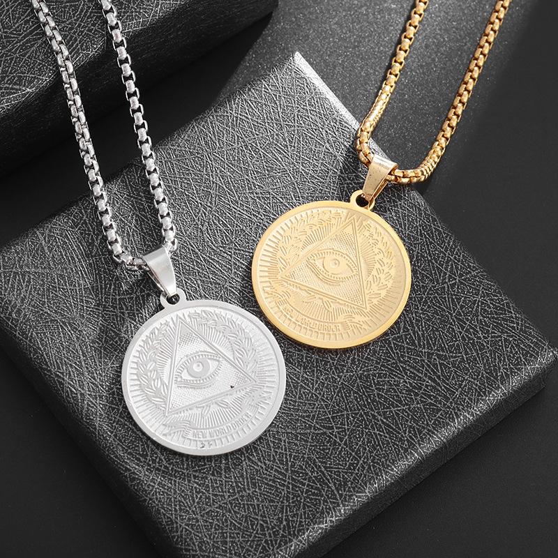 Stainless Steel Lighting Party Necklace Demons Eye Lighting Party Coins Medal Pendant Necklace Jewelry