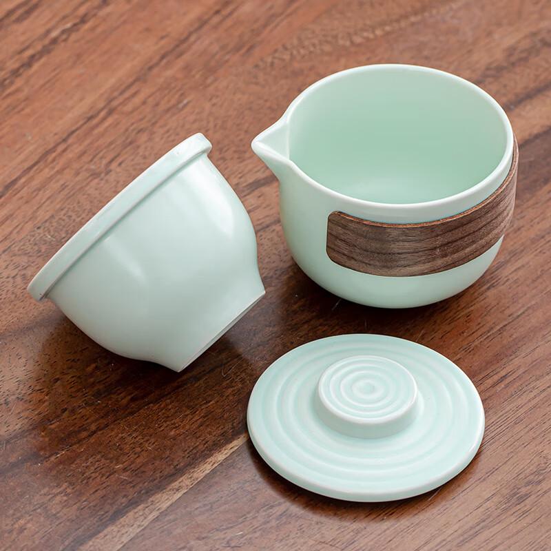 TLAKEHO Portable Ceramic Travel Tea Set