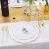 10 Person 60pcs Disposable Cutlery Bronzing Lace Plastic Dinner Plate Cup Silverware Combo Set Birthday Wedding Party Supplies