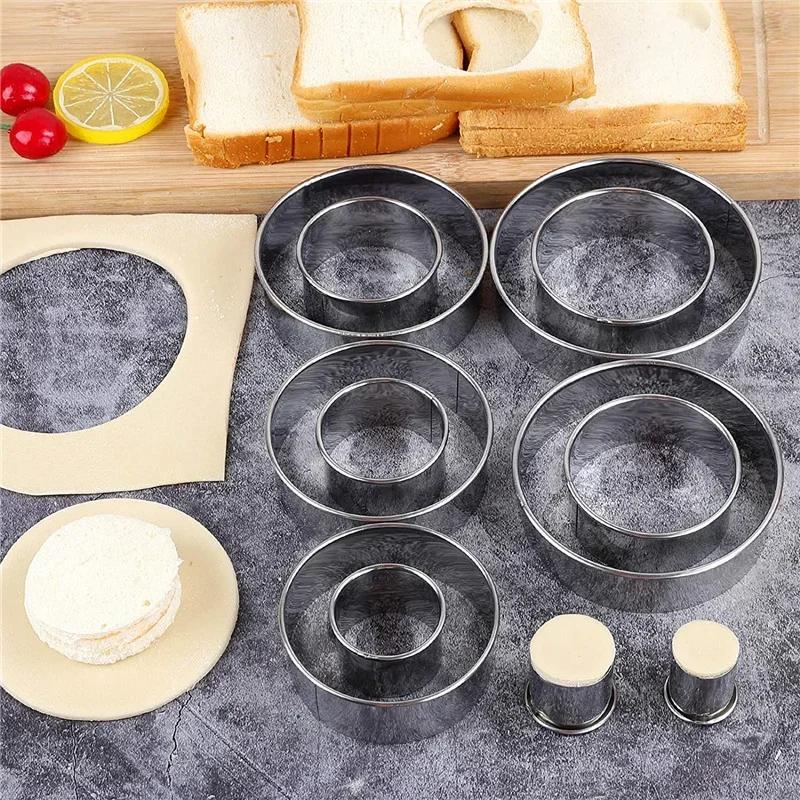 5PCs Round Stainless Steel Biscuit Mold Dumpling Skin Cutting Mold DIY Biscuit Pastry Cake Baking Tools Kitchen Baking Gadget