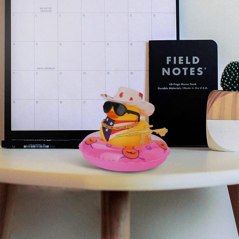 West Cowboy Car Ornaments Yellow Rubber Duck Interior Dashboard Decor Cute Mini Duck Decoration Car Interior Accessories