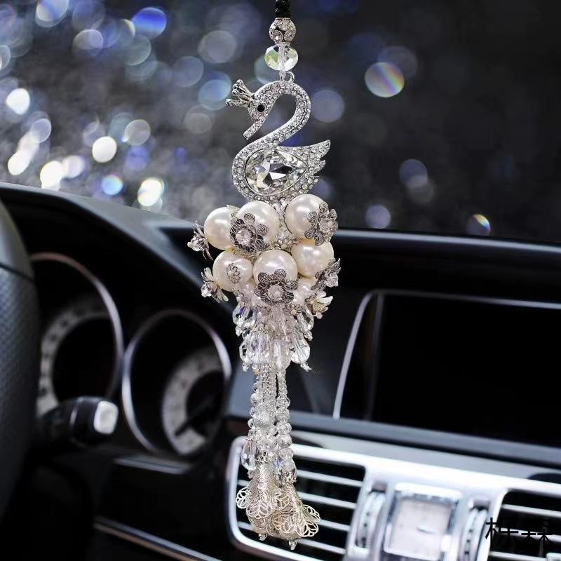 Creative Crystal Swan Car Pendant Ornament - Cute Interior Decoration for Women