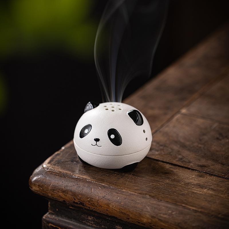 New Creative Ceramic Panda Mosquito Coil Stove Large Incense Rack Incense Mosquito Coil Disc Holder Household Disc Incense Ash Disc Aromatherapy Stove