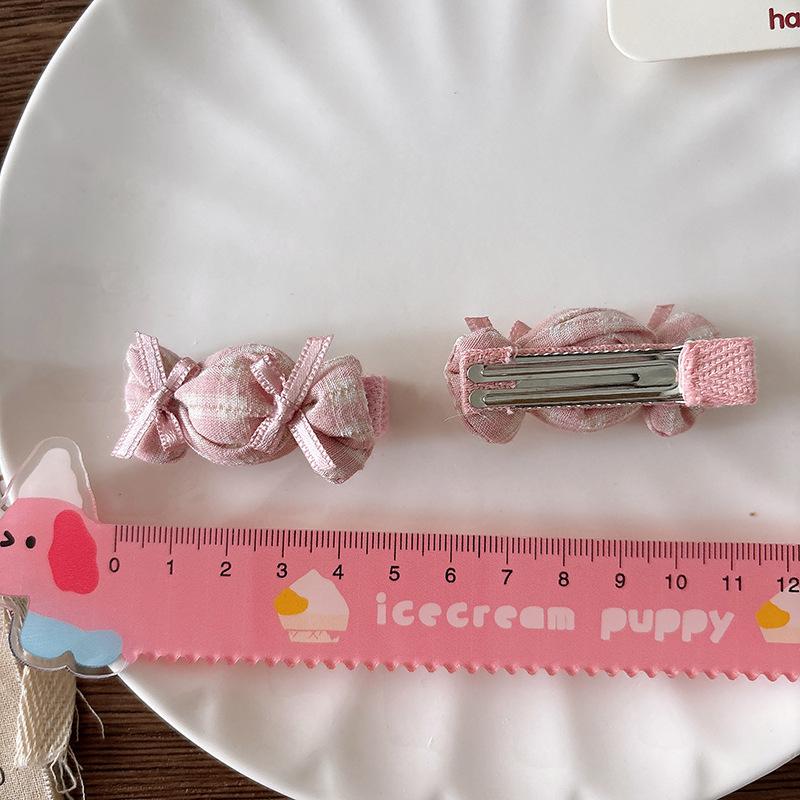 Sweet Fabric Bow Children's Bangs BB Hair Clip Pink Candy Girls Side Hair Clip