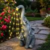 Solare Elefanten-Gartenstatue Niedlicher Harzelefant Bewässerungsleuchte Wasserdichte Outdoor-Lichterkette für Hof Terrasse Rasen Dekoration Geschenk für Elefantenliebhaber