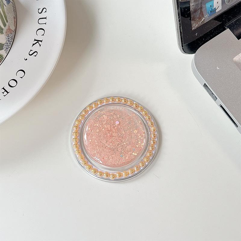 Creative Solid Color Epoxy Pearl Sequin Glitter Mobile Phone Airbag Holder Magnetic Desktop Support Lazy Ring