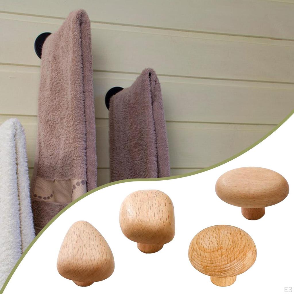 4 Pieces Wall Mounted Wooden Hooks Cabinet Drawer Handles Fashion Wood Door for Bedroom