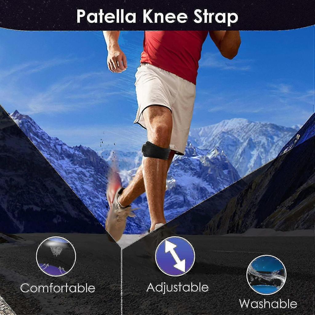 Ri - 2 Pack Knee Pain Relief & Patella Stabilizer Knee Strap Brace Support For Hiking, Soccer, Basketball, Running, Jumpers Knee, Tennis, Volleyball &