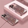 Pink Glitter Pattern Metallic Tempered Glass Phone Case For iPhone 17 16 15 14 13 12 11 Pro Max 15 14 Plus 17 Air 16E Cover