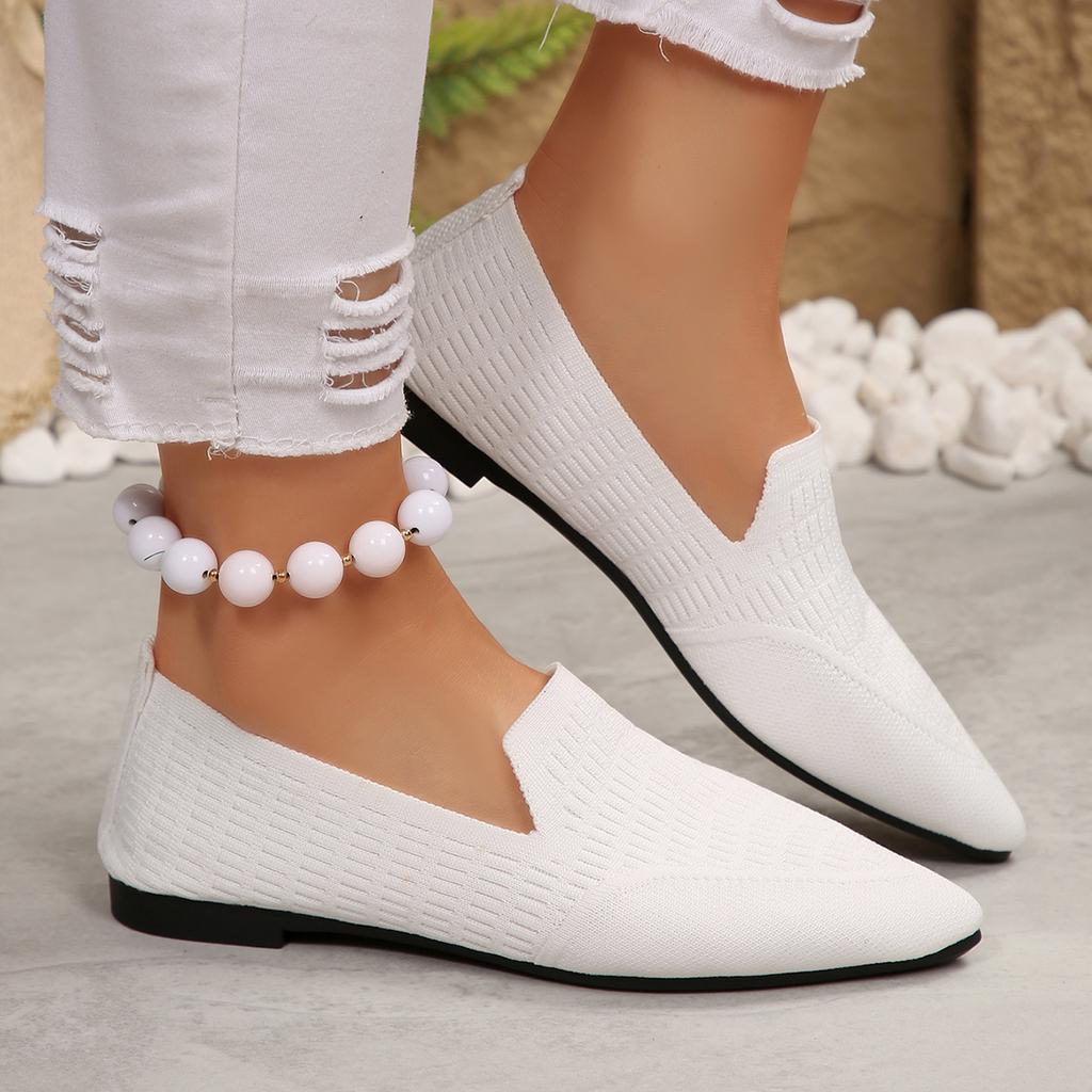 Women New Flat Shoes Women Breathable Casual Soft Bottom Knitted Sneakers Solid Color Vulcanized Shoes Casual Chaussure Femme