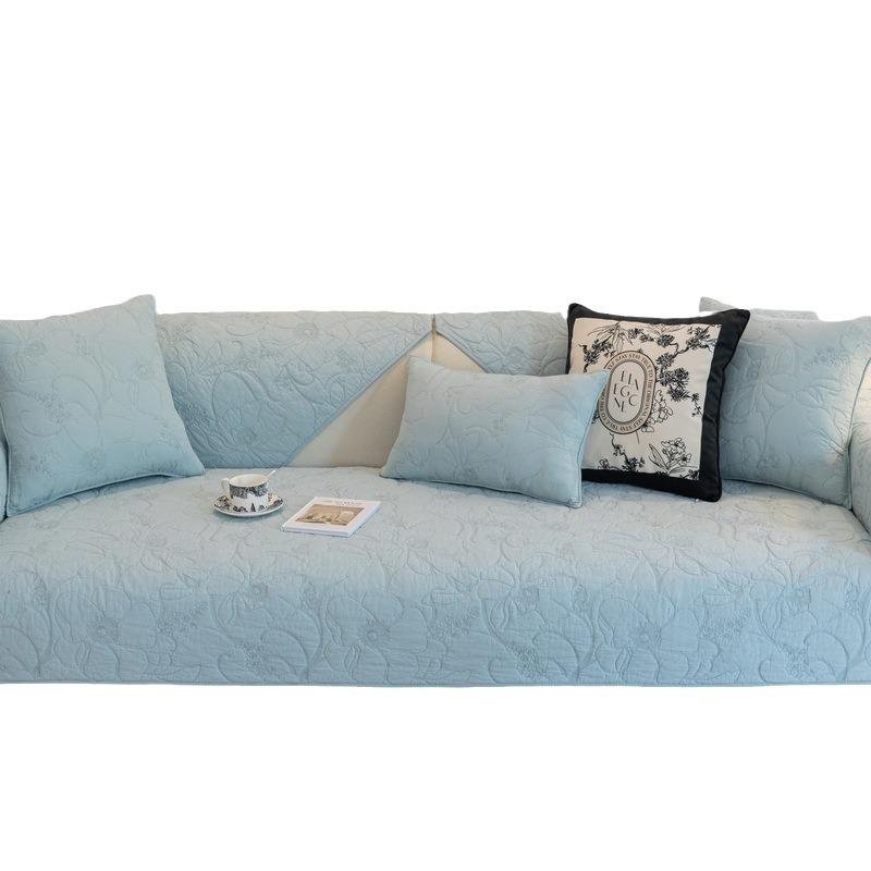 Modern Simple Pure Cotton Four-season Universal Cotton Sofa Cushion European Style Solid Color Fabric Non-slip Cotton Sofa Towel Cushion