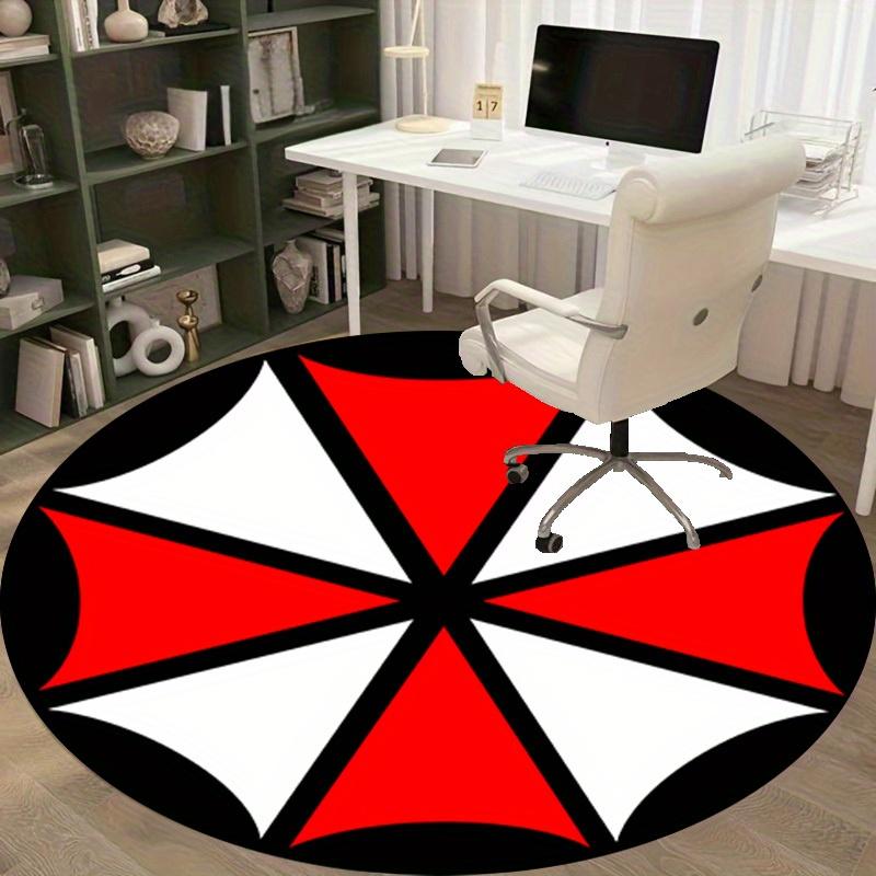 1pc Home Office Outdoor Gift Circular Rug Red White Black Umbrella Logo Design Carpet Mat Round Area Rug for Bedroom Living Room Non-Slip PadRC2817