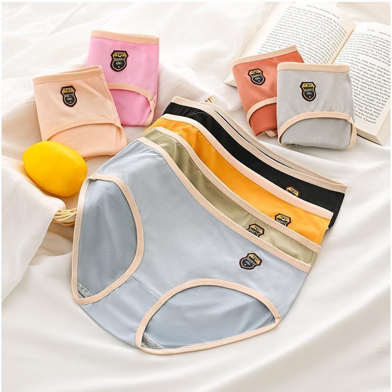 5 PCS Female Student Korean Version Japanese Style Sexy Cute Sweet Large Size Mid-waist Briefs